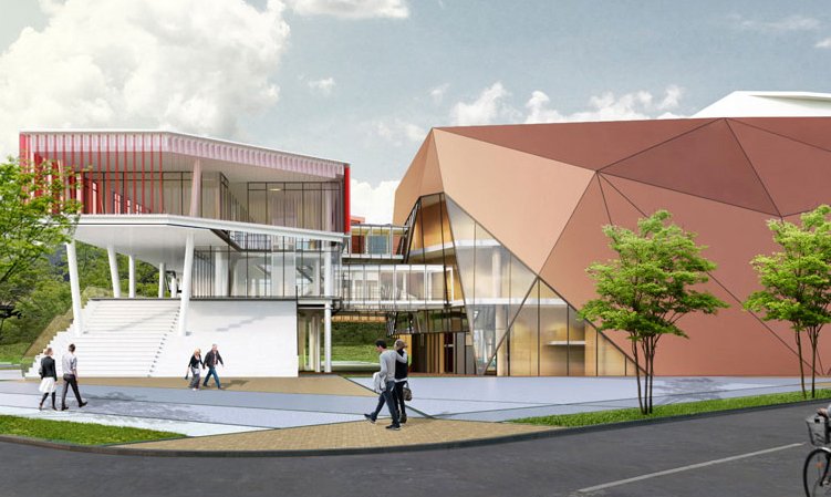 Auditorium structure: frames, roof, and load-bearing system