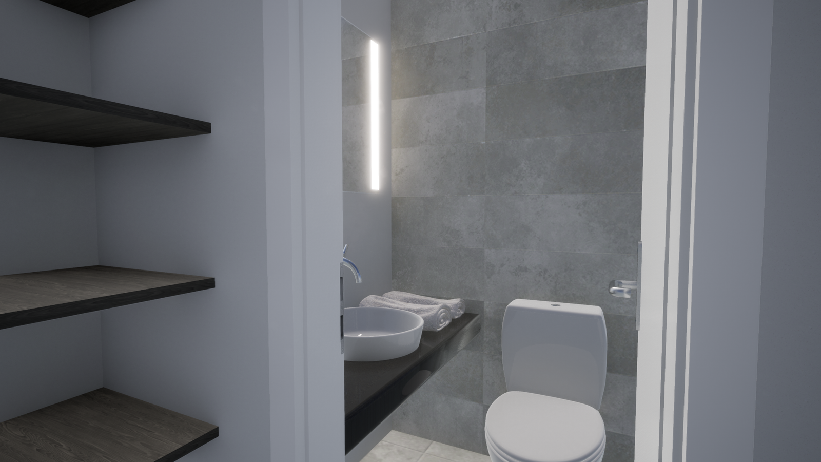 Baño social — Sistemas Espaciales e Iluminación