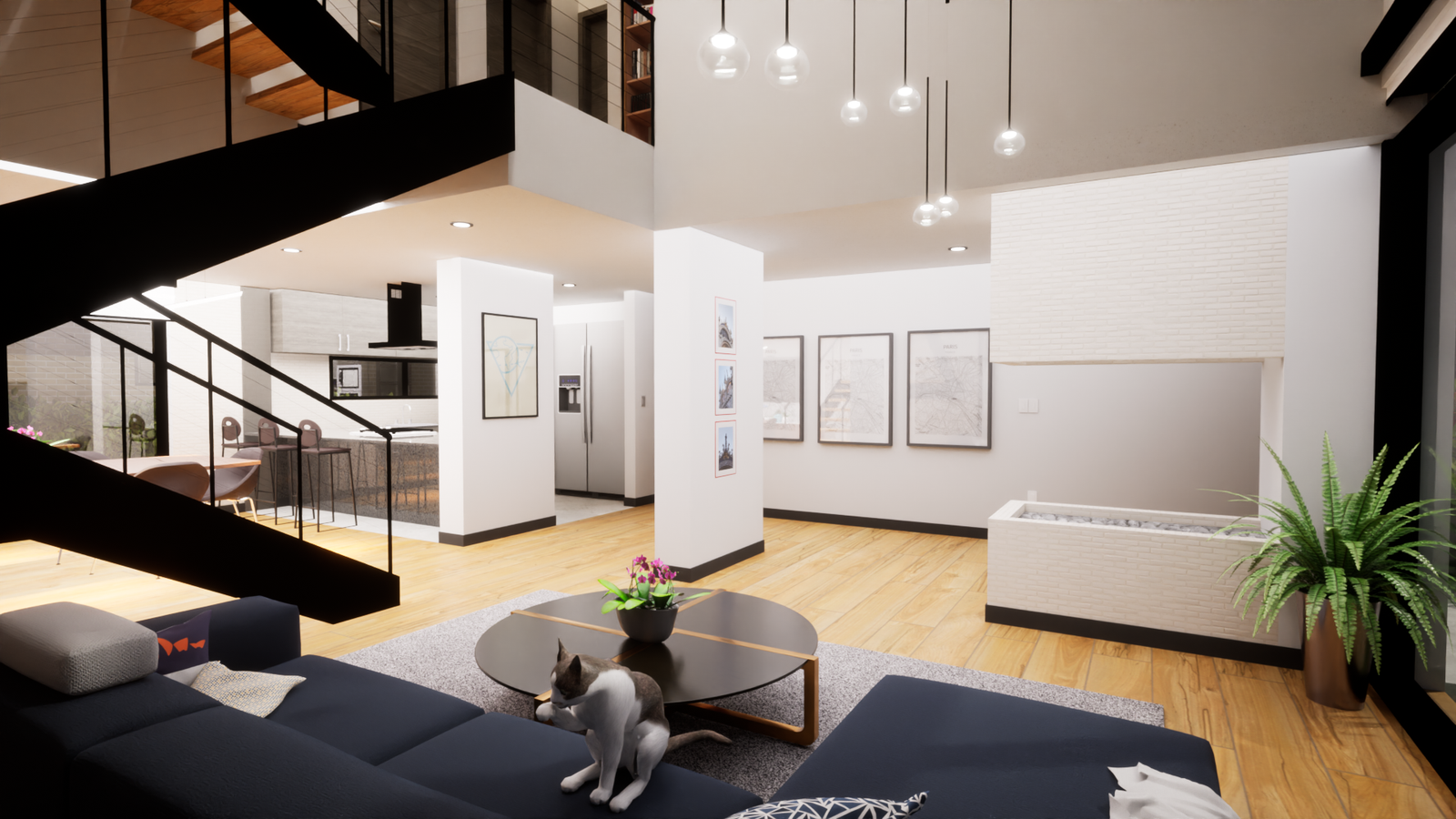 Loft — sala y cocina integradas — Sistemas Espaciales e Iluminación