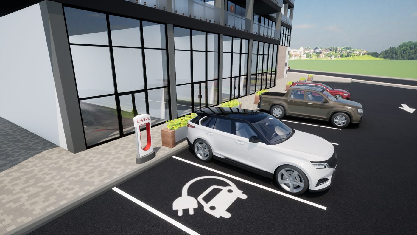 EV charging station and vehicle access in the parking design
